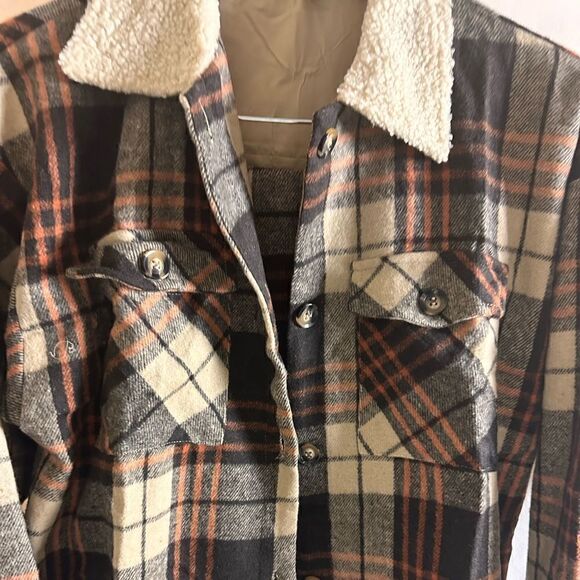 Flannel plaid jacket and skirt set brown - Picture 7 of 14